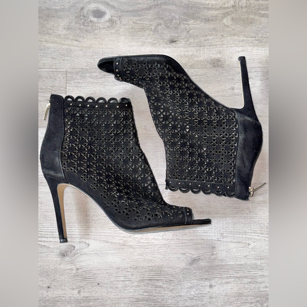 Marc Fisher Black Suede Open-Toe Ankle Bootie